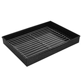 Granite enamel grill with grid to remove grease